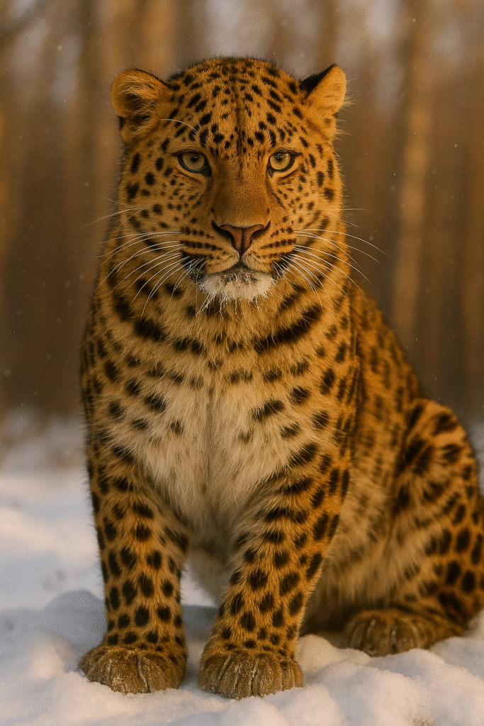 Amur leopard footprints in snow captured with beautiful close-up